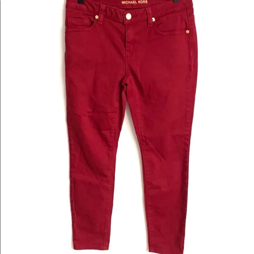 Michael Kors Maroon Izzy Ankle Skinny Jeans, Sz‎ 2